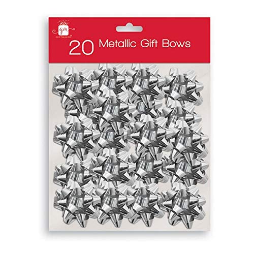 20 Luxury Metallic Bows Xmas Birthday Present Gift Bows Silver Red Gold Or Mixed