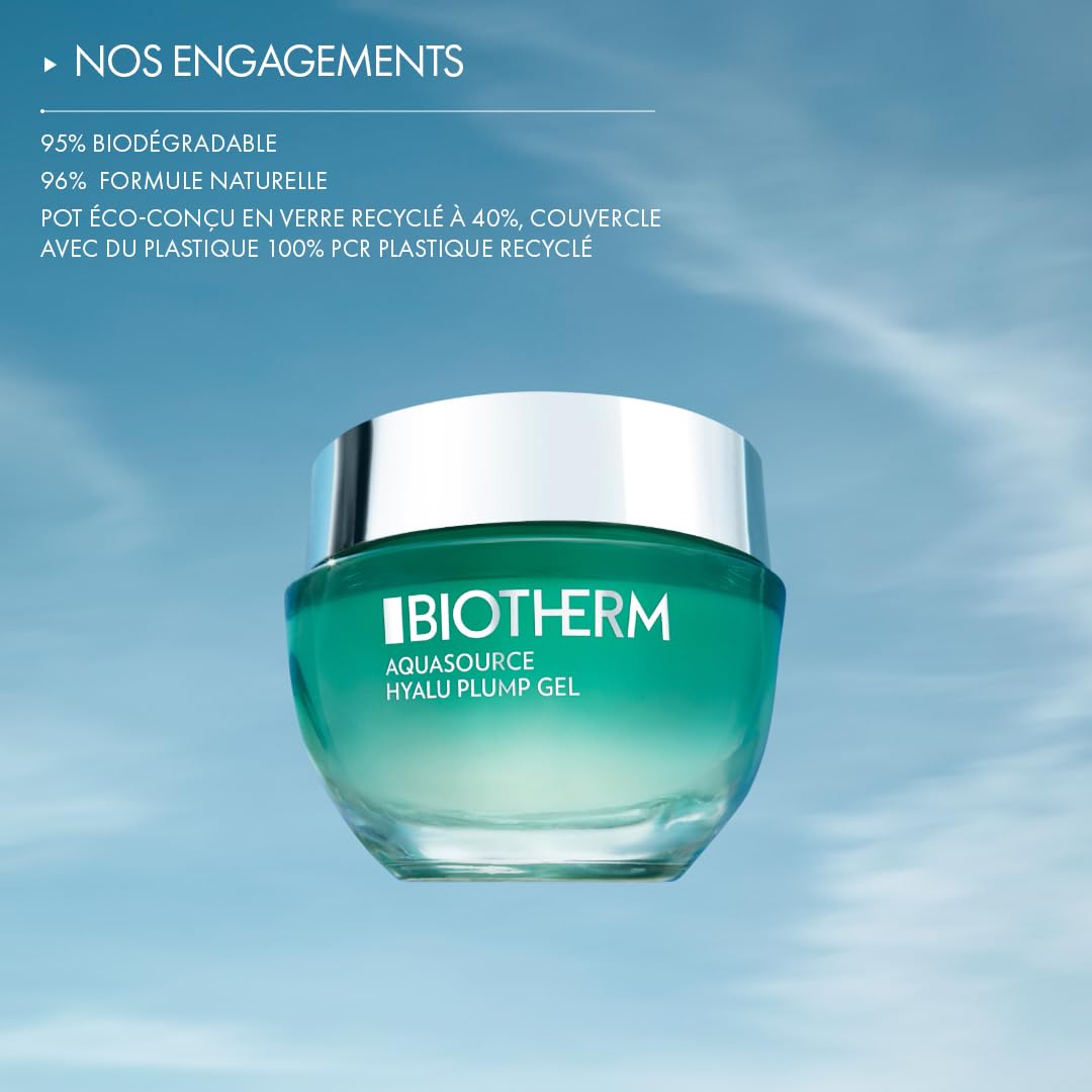 Biotherm Aquasource Hyalu Plump Gel, Gel Hydratant 48H, Tous Types Peaux
