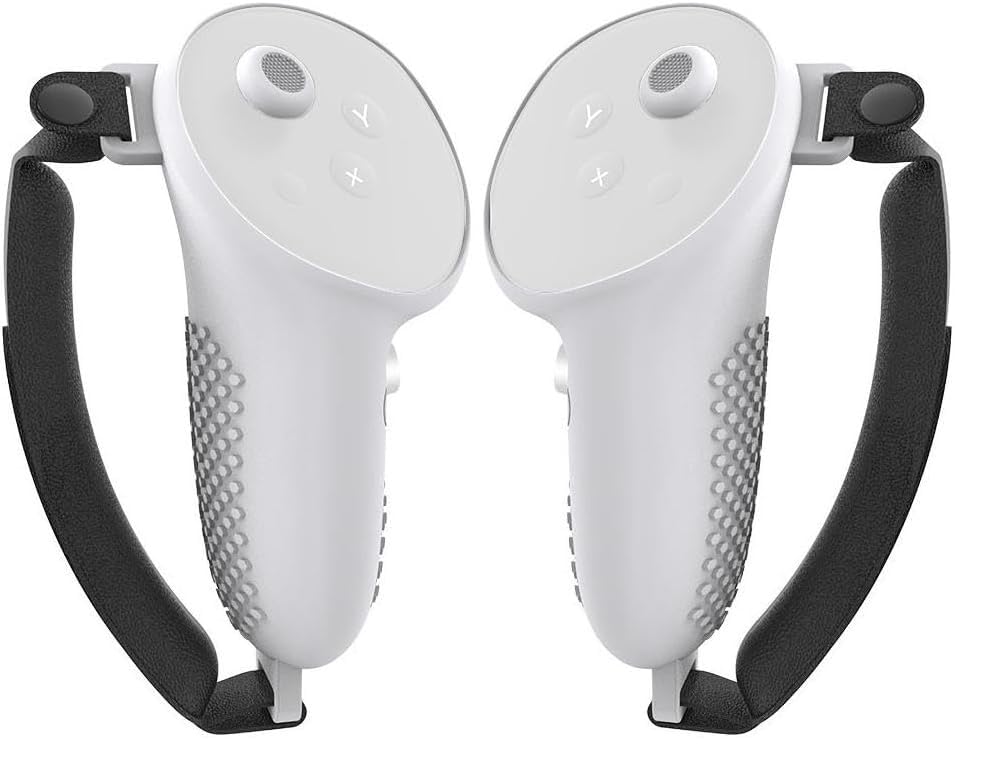 TMG for 3 VR Headset Controller Sleeve, Silicone Handle Grip Cover with Strap for Quest 3 VR, Protective Cover for Quest 3 Headset (White)-picture-10