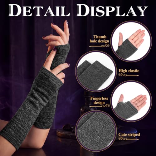 Image of Geyoga Arm Warmers Leg Warmers Striped Thigh High Socks Fingerless Gloves Stockings Christmas Halloween