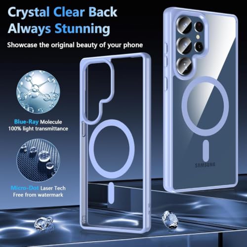 Image of DIZORO Samsung S25 Ultra Case,Compatible with Mag Safe, Non Yellow Military-Grade Drop Protection & Hard PC Back Cover Slim Transparent Anti-Scratch Shockproof Phone Case (Official Blue NEW)