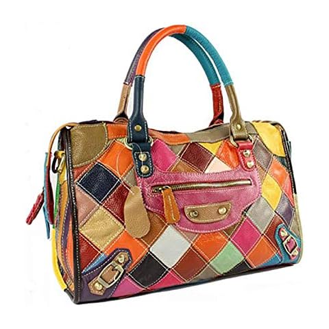 Multicolour Patchwork Soft Real Leather Bag Handbag Shoulder Bag Cross Body Bag Hobo Bag Designer Purse for Women/Lady Cover