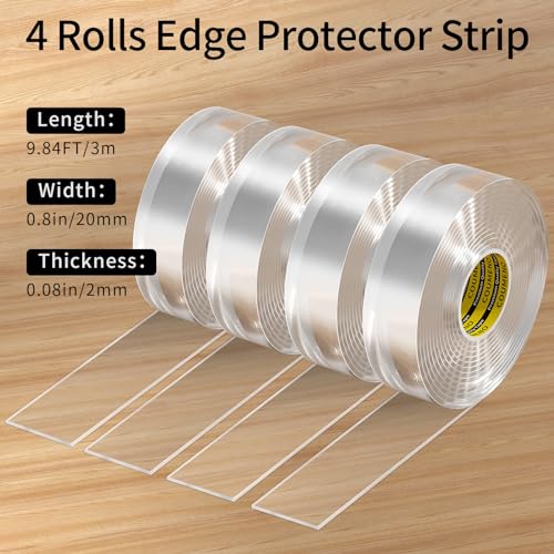 Image of Clear Edge Protector & Corner Guards 4 Packs,0.8in(W) x 9.84FT(L, Baby Proof Corner Protectors for Furniture,Table Bumper for Baby Safety, Sharp Edge Protector for Drawers, Tables, Cabinets