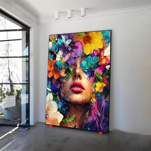 Toile imprimée femme d'exception, peinture tête de fleur XINBAO