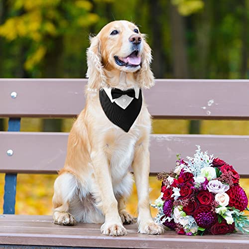 DONGKER Hund Smoking Bandana Halsband, Hunde Hochzeit Bandana, Verstellbar Hundekrawatte für Kleine, Mittelgroße und Große Hunde Halloween/Hochzeit Kostüme