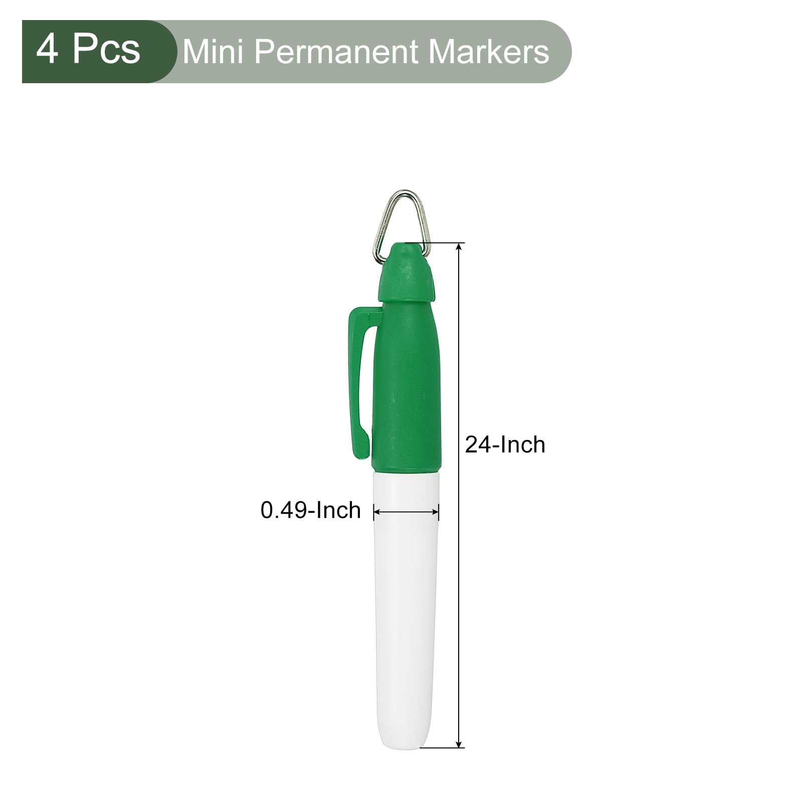 YOKIVE 4 Pcs Mini Permanent Markers, Office Golf Balls Markers Pens with Keychains Clips for Meeting Home Desktop Accessories (Green) - Image 2
