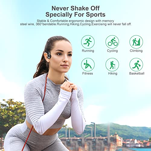 Qaekie Bone Conduction Headphones - Bluetooth 5.3 Open Ear Headphones 10Hrs Playtime With Running Light Sport Wireless Headphones With Mic,Waterproof Bone Earbuds For Driving,Hiking,Cycling,Workout #TOP7