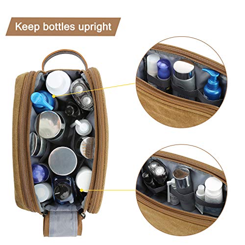 Image of Toiletry Bag for Men, BAGSMART Travel Shaving Dopp Kit Water-resistant Toiletry Organizer for Travel Accessories, Khaki
