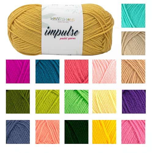 Image of WOAFashions Impulse Hand Knitting & Crochet Yarn, Premium Acrylic, 4 : Medium (Dandelion) (2x100gms / 3.5oz / 200mtr / 218yds)