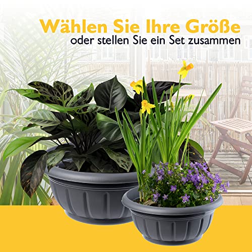 KADAX Blumenschale, runde Pflanzschale, Pflanzkübel aus Kunststoff, wetterfester Blumenkübel für Außen, Blumen, Pflanzen, Garten, Balkon… – Ansicht 6
