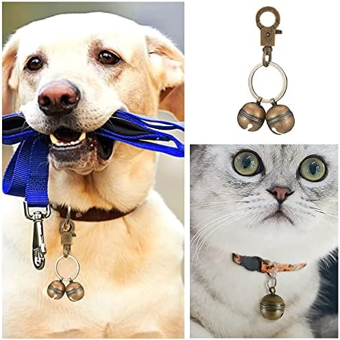 WUTUDMAI NA 2 Pairs Extra Loud Cat & Dog Bells Durable Brass Bells for Pets Collar Charm Pendant Bells with Clasp Swivel Pet Tracker One Size y4u45yu