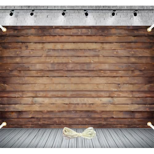 Wood Backdrop 10×6.5ft for Photography Rustic Wooden Brown Wall Background