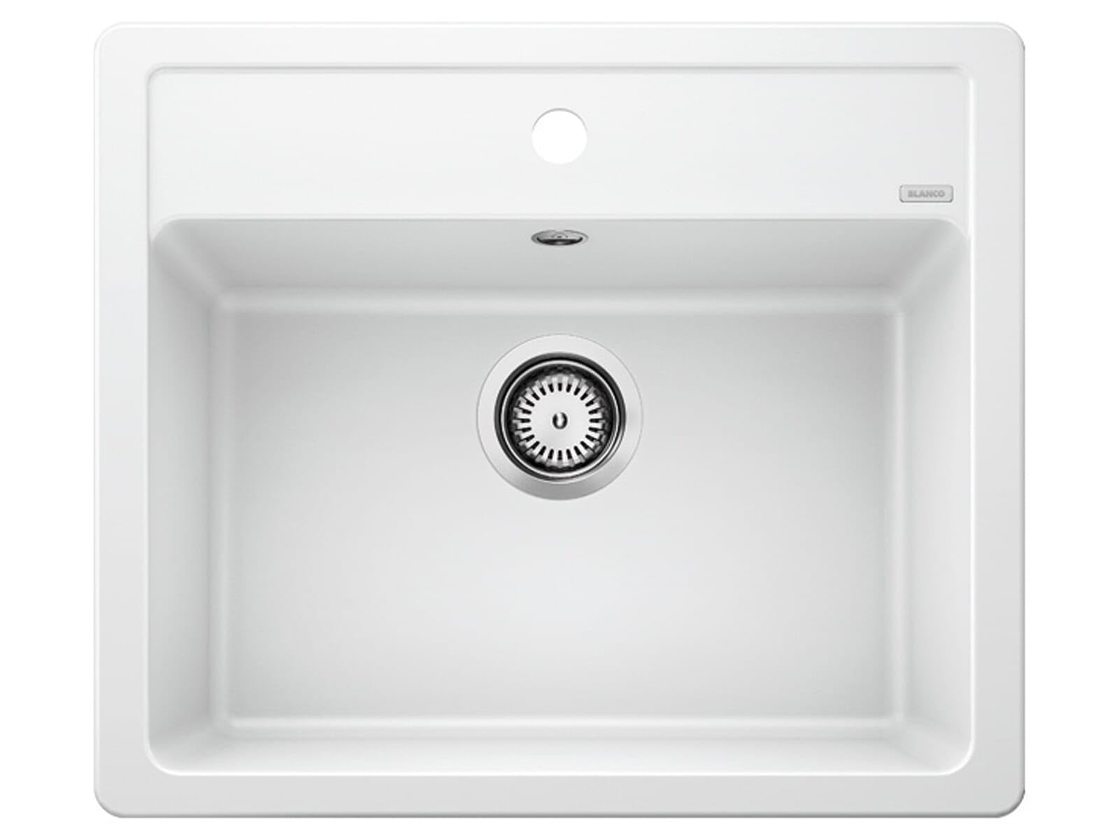 BLANCO Legra 6 | SILGRANIT Sink in White | Installation Type: Inset Installation from Above | for 60 cm Wide Base cabinets | Spacious Bowl Volume | Easy-Care Surface | [58.5x50x20.2 cm]