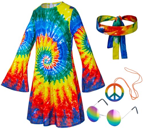 Disfraz Hippie para Niñas Colorido 60s 70s 3-14 Años miniatura 3
