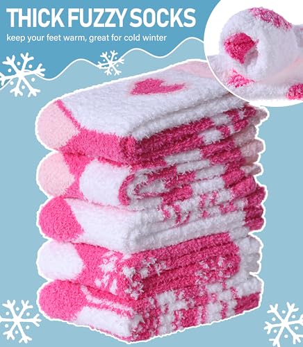 Yebing Fuzzy Socks for Women Fluffy Slipper Winter Warm Cozy Plush Sleep Heart Gift Socks4