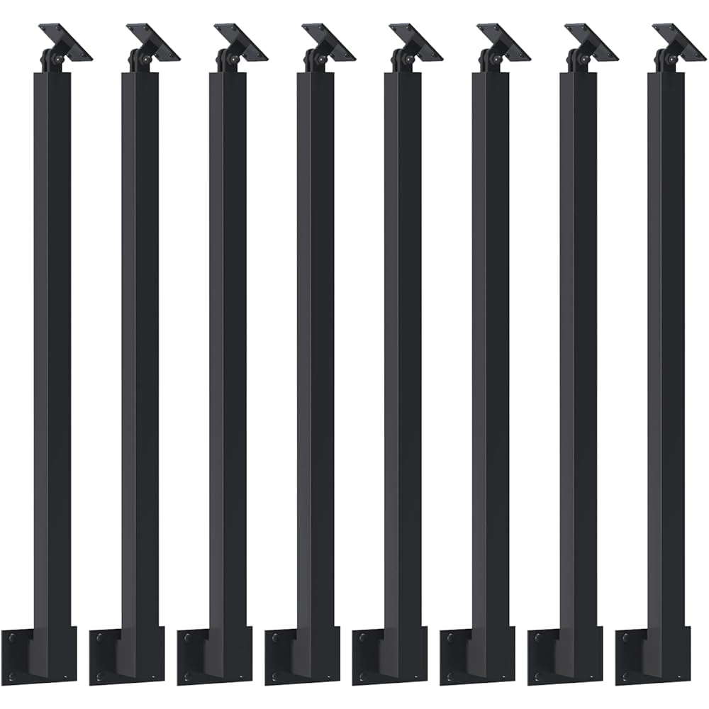 LQSYBHD Side Mount Square Stair Baluster Posts- 270° Adjustable Metal Railing Spindles; Iron Posts for Deck, Balcony, Stair, Indoor and Outdoor Decor(Size:2.78ft/85cm,Color:8Pcs)