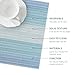 HeloHo Blue Placemats Set of 6,Stain-Resistant Kitchen Table Mats Washable Placemats Crossweave Woven Vinyl Placemat for Kitchen Dining Table