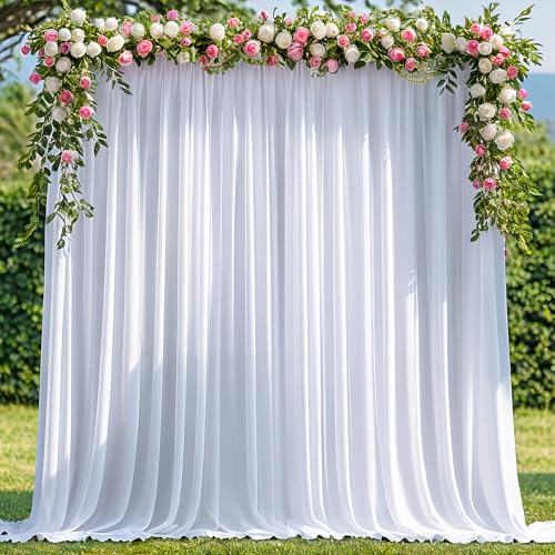 Aseem White Backdrop Curtains Drapes for Parties Wedding 5x8FT 2 Panel