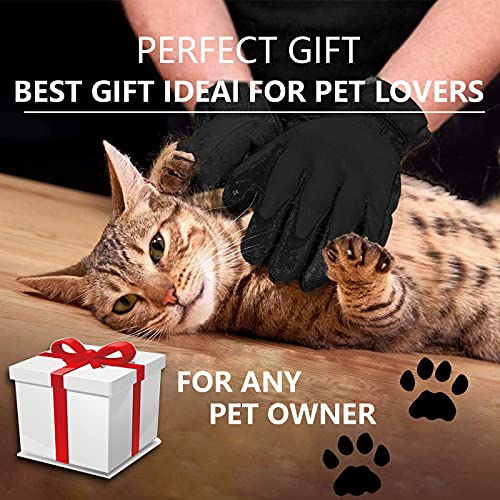 EazinGo Pet Grooming Handschuh Sanfter Enthaarungspinsel Handschuh Effizienter Tierhaarentferner Mitt - Verbessertes Fünf-Finger-Design - Perfekt für Hund und Katze mit langem und kurzem Fell, 1 Paar