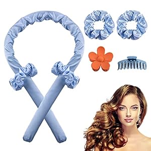 Heatless-Curling-Rod-Headband-for-Long-Medium-Hair-No-Heat-Hair-Curler-with-2-Hair-Clips-and-2-Scrunchie-Sleeping-Curls-Silk-Ribbon-Hair-RollersSoft-Headband-Wave-Formers-Hair-Curlers-Blue Heatless Curling Rod Headband for Long Medium Hair, No Heat Hair Curler with 2 Hair Clips and 2 Scrunchie, Sleeping Curls Silk Ribbon Hair Rollers,Soft Headband Wave Formers Hair Curlers (Blue)