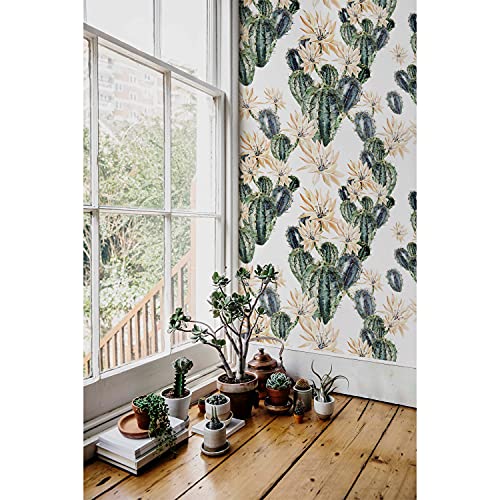 Papier peint intissé 208x146 cm aux motifs de fleurs de cactus pour mur et meuble