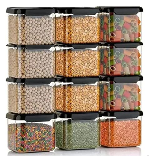 Image of Xiran Unbreakable Containers For Kitchen Storage Set, Kitchen Containers Set, Kitchen Organizer Storage Set, Kitchen Accessories Items, Pantry Organization And Kitchen Storage (500Ml, Black, Set of 6)