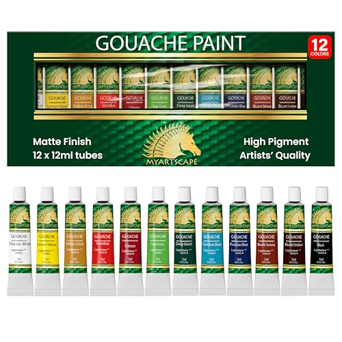 MyArtscape Gouache Paint Set 12 Tubes Artist Quality