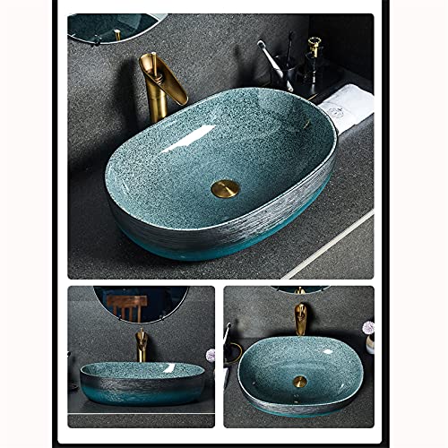 WKZ Lavabo da Appoggio Pietra Ovale ，Ceramica