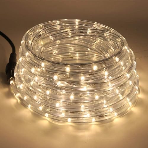 Opiniones de Mangueras de luces LED los mejores 10. 44 Luces Navideñas Manguera de luz led- Luces de Navidad 20M 400LED con 8 modos Manguera Transparente IP67 Impermeable Luz de Cadena para exterior (20M 400LED, Blanco cálido)