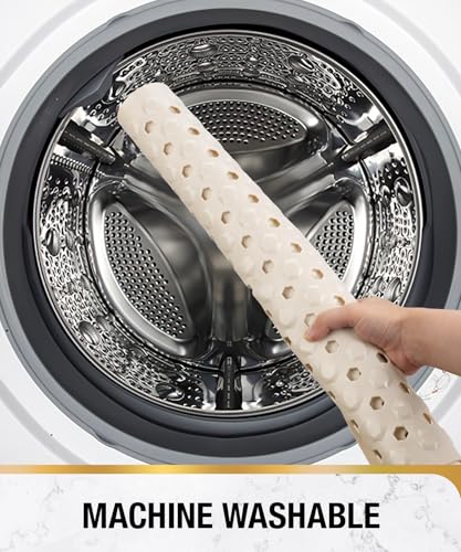Image of HITSLAM Shower Mat Anti Slip, Square Bath Mat for Tub Non Slip with Suction Cups and Drain Holes, 21x21 Inch Bathroom Shower Stall Floor Mat, Machine Washable, Soft on Feet, Sand