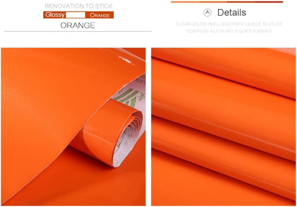 WALLNEST Orange Glossy Vinyl Peel & Stick Self Adhesive Waterproof Sticker for Living Room, Bedroom Office, Almirah, Floor, Tabletop, Wall, Fridge,& Renovation (12x144Inch)