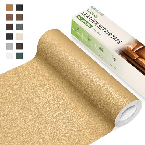 TIANLDD Leather Repair Tape,16 x 80 Inches Self Adhesive Leather Repair Patch,Leather Repair Kit for Furniture,Couches,Car Seats,Cabinets,Handbags(Khaki-Litchi Grain) by TIANLDD - Used condition - US$18.98