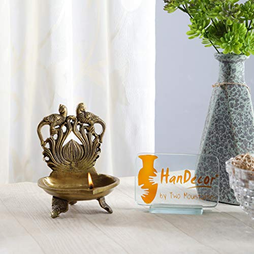 Diya paon twin en laiton objet déco zen pour table basse de salon