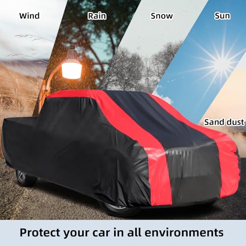 Image of 6-Layer Car Cover Waterproof All Weather for Automobiles,Universal Fit for Truck,Outdoor Full Cover Rain Sun UV Protection with Zipper Cotton,Fit Truck-Length(211 inch to 229 inch)