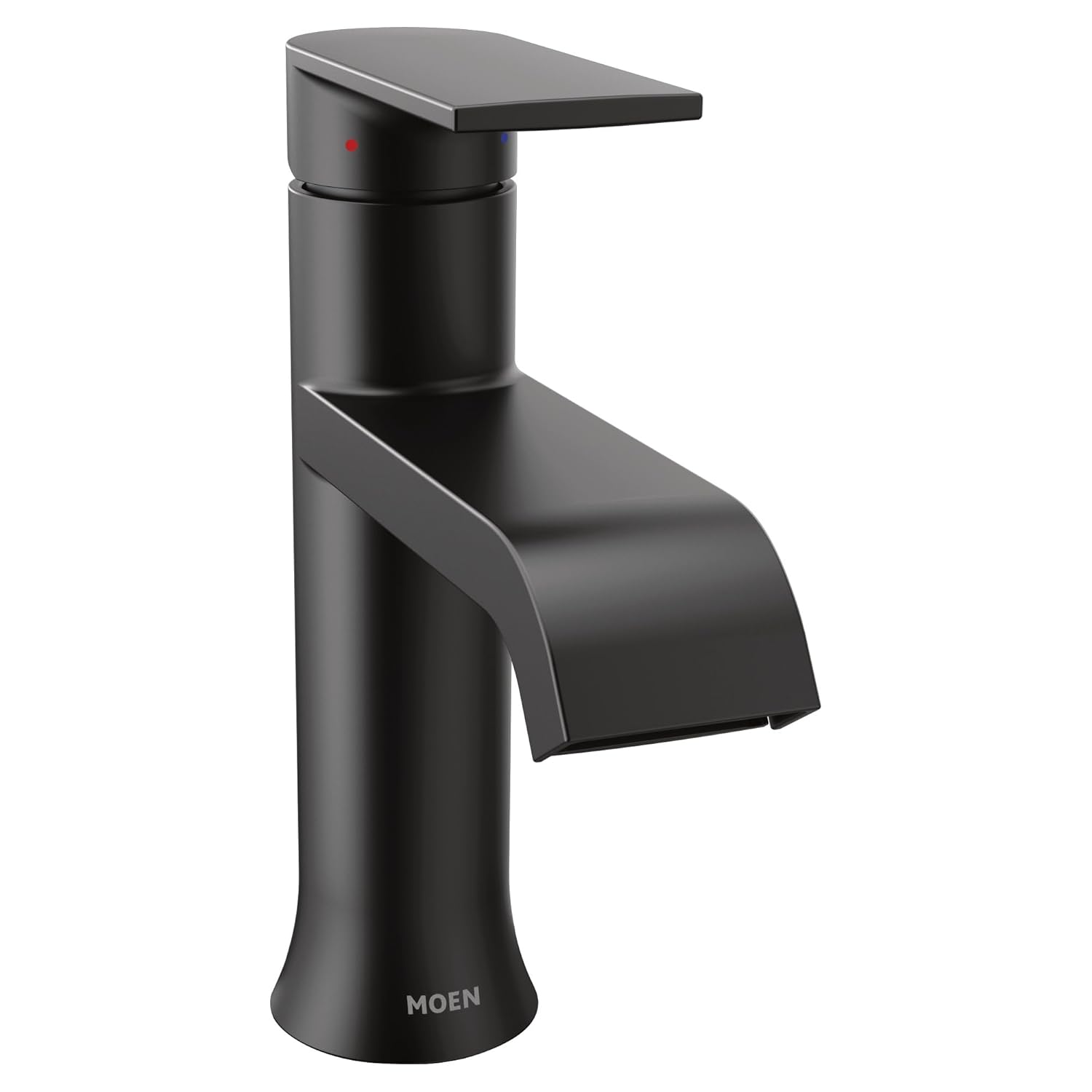 Moen Genta LX Matte Black One-Handle Modern Bathroom Sink Faucet with Optional Deckplate and Low-Arc Spout for Bath