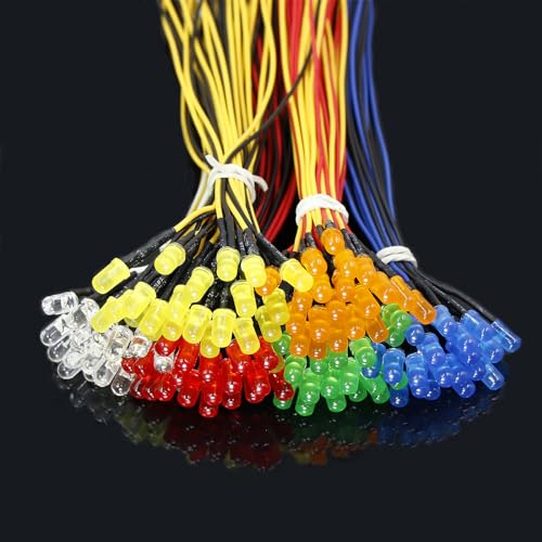 Juasky 120pcs 12v Led Diode Lights 5mm,Pre Wired Led Light Emitting Diodes Kit White Red Blue Green Yellow Orange by Juasky - Used condition - Image 6
