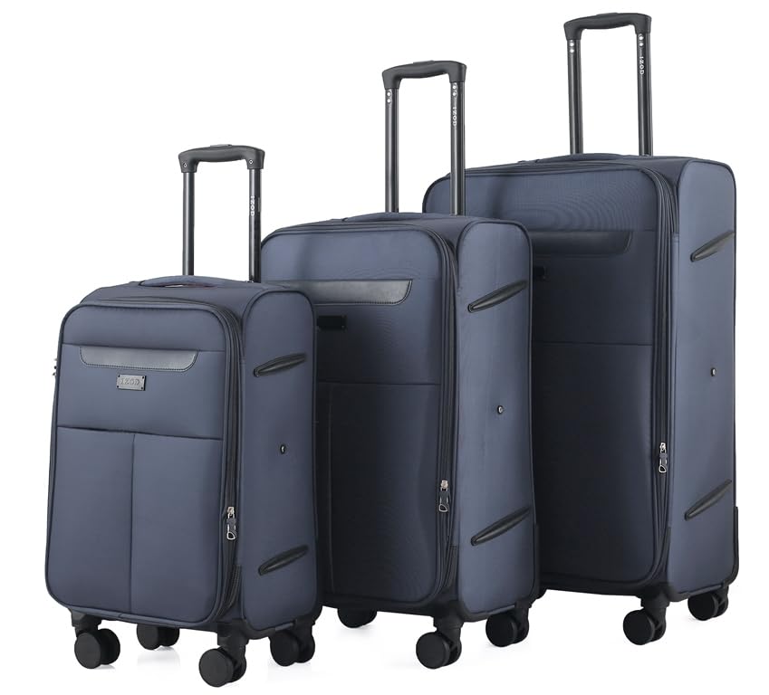 IZOD Liam Soft Shell Lightweight Expandable 360 Dual Spinning Wheels Combo Lock 28", 24", 20" 3 Piece Luggage Set (Grey)3