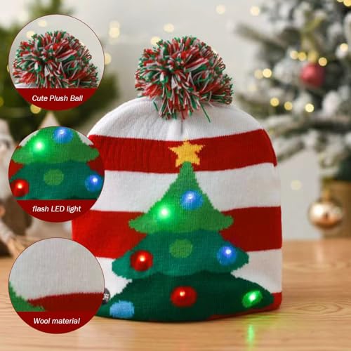 Gorro de Navidad LED de punto para invierno y recuerdos de fiesta pack de 5 2