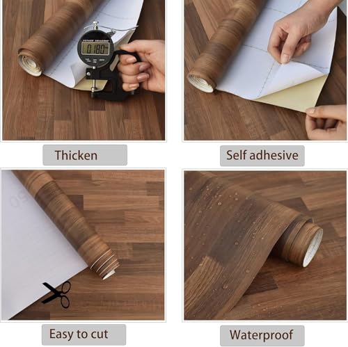 Image of HOME13 Self Adhesive Wood Grain Wallpaper for Furniture Vinyl Sticker Wooden Door Desktop Wall Paper Kitchen Wallpaper (2 feet by 10 feet, Box Wooden)