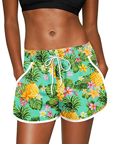 Image of For G and PL Women Summer Floral Beach Boardshorts with Pockets Swim Trunks