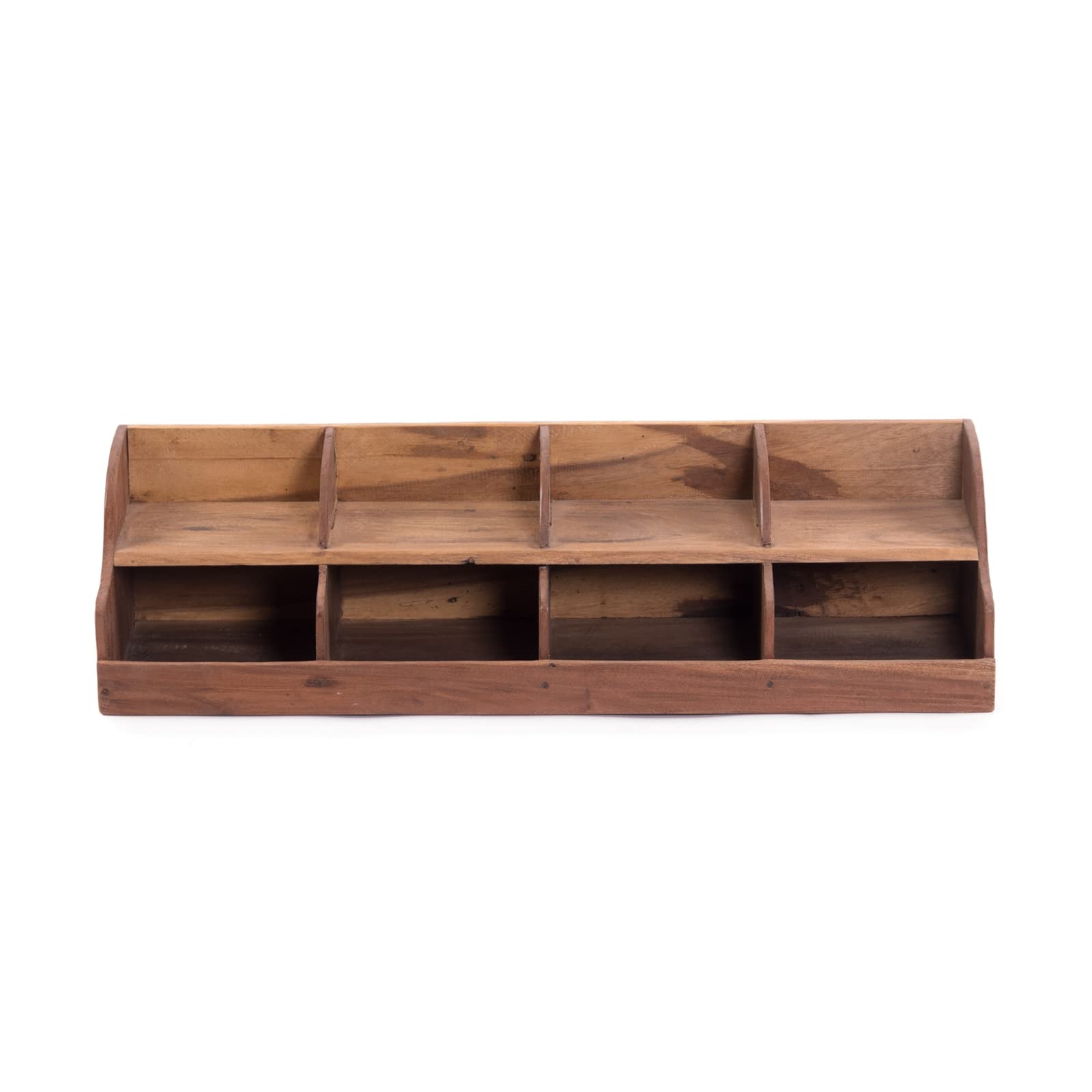 DESIGN DELIGHTS Organizer Storage 80 | Mahagoni Holz, 80 cm, Vier Fächer | Holz Ablage, Büroorganizer, Holzregal, Schreibtisch Ablage