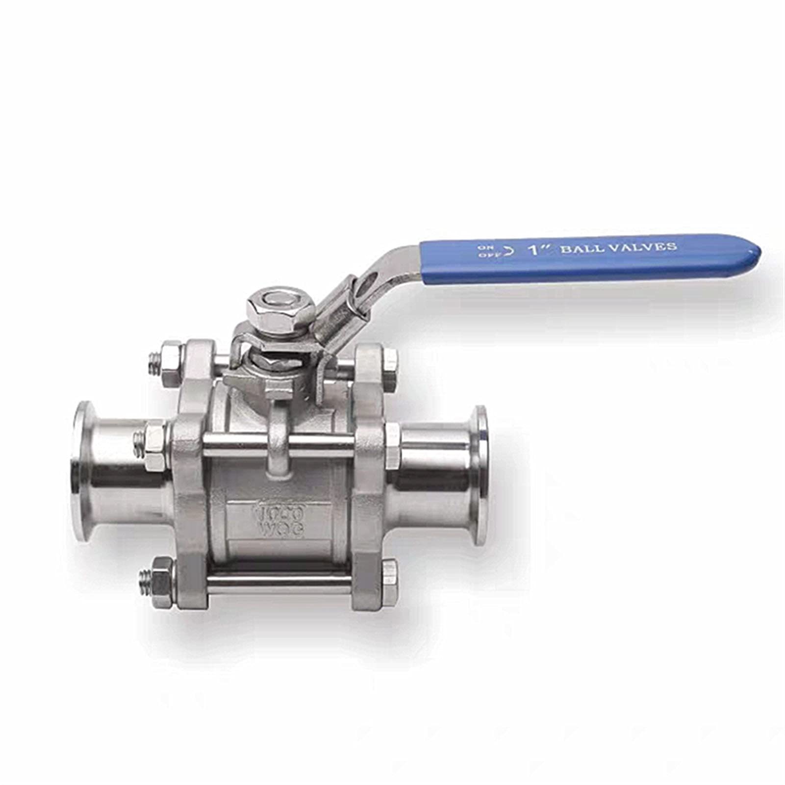 VSPPJYFG 1/2 3/4 1 1-1/4 Inch SS304 Stainless Steel Ball Valve Three Piece 50.5mm Tri Clamp Ferrule Type(DN15 x Clamp 50.5)