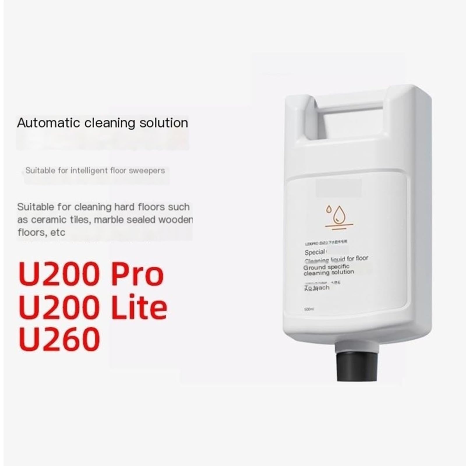 500ml 16.91 floz, Líquido limpiador de suelos de barredora. Compatible para Uwant U200Pro, U200 Lite,U260。 Limpiador de suelos Accesorios para aspiradoras(2pcs)