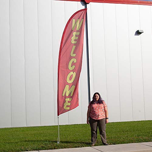 Vispronet - Welcome (Red) Feather Flag Kit - 13.5Ft Swooper Flag With Pole Set And Ground Spike - Printed In The Usa #TOP1