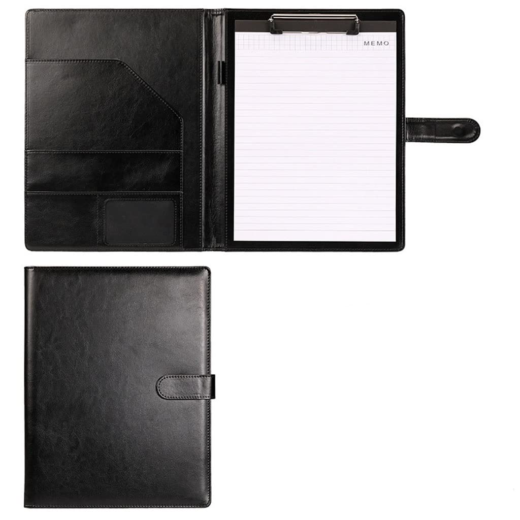 Teczka konferencyjna ze skóry PU, Teczka schowkowa z okładką na uchwyt na notes prawniczy Blok do pisania w formacie A4 Szkolne biuro konferencyjne(Black,No notebook)