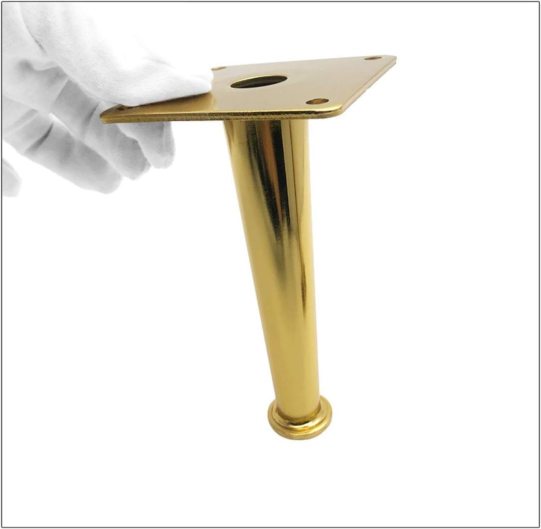 Juego de 4 Patas de Metal para Muebles, Patas de sofá cónicas Doradas con Base Transparente, herrajes para Muebles para Cama, Zapatero, Mesa de Centro (Color Oblicuo de 20 cm, Tama