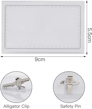 50 PCS Name Badges with Crocodile Clip and Safety Pin, Clear Badges with Pins for ID Cards, School, Colleges, Offices, Corporate Events, Conferences