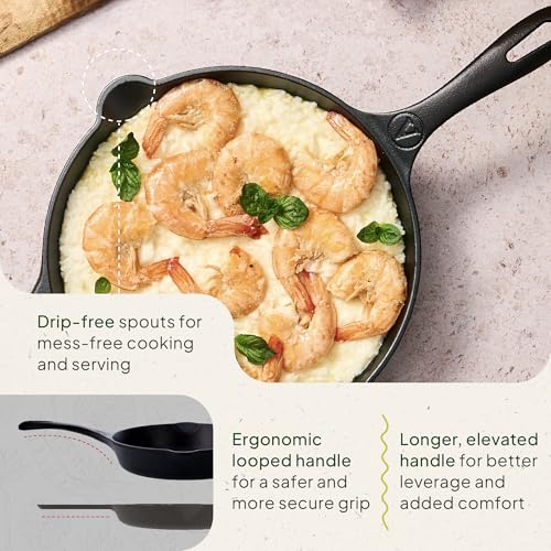 Image of Victoria Cookware 10-Inch Amazonia Cast Iron Skillet, Decorative Preseasoned Frying Pan with Cast Design, Made in Colombia, Macaw