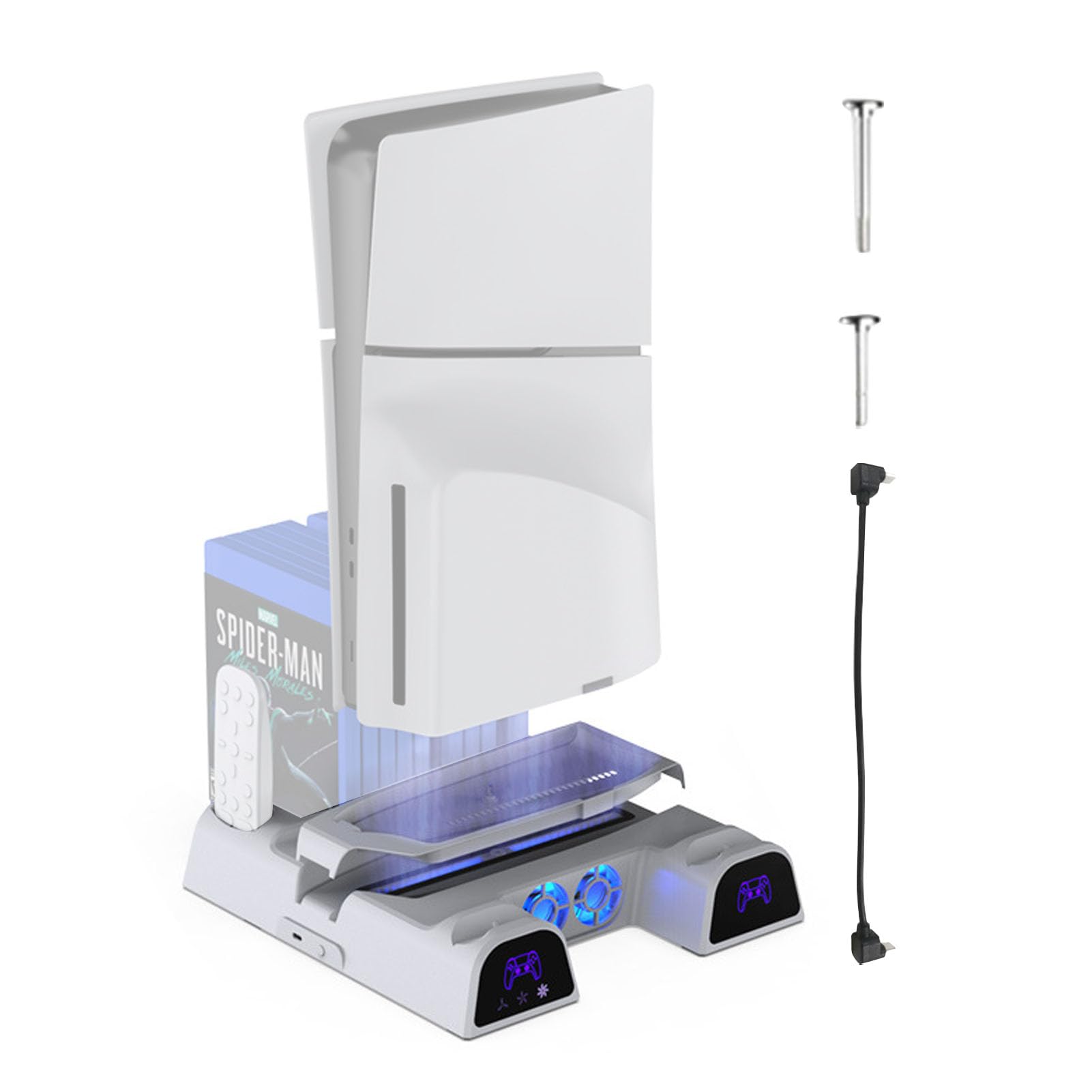 Stazione di raffreddamento per console di gioco PS5, PS5, stazione di raffreddamento multifunzionale e di ricarica per console di gioco, con porta USB di ricarica e 11 slot di gioco, accessorio