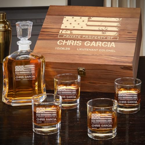 American Heroes Personalized Argos Decanter Box Set with On the Rocks Glasses (Custom Product)